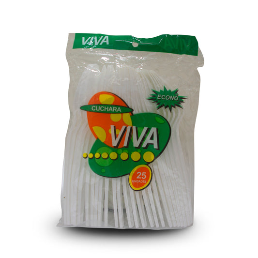 Cuchara Blanca Viva Blanca Economica, 25 Unidades