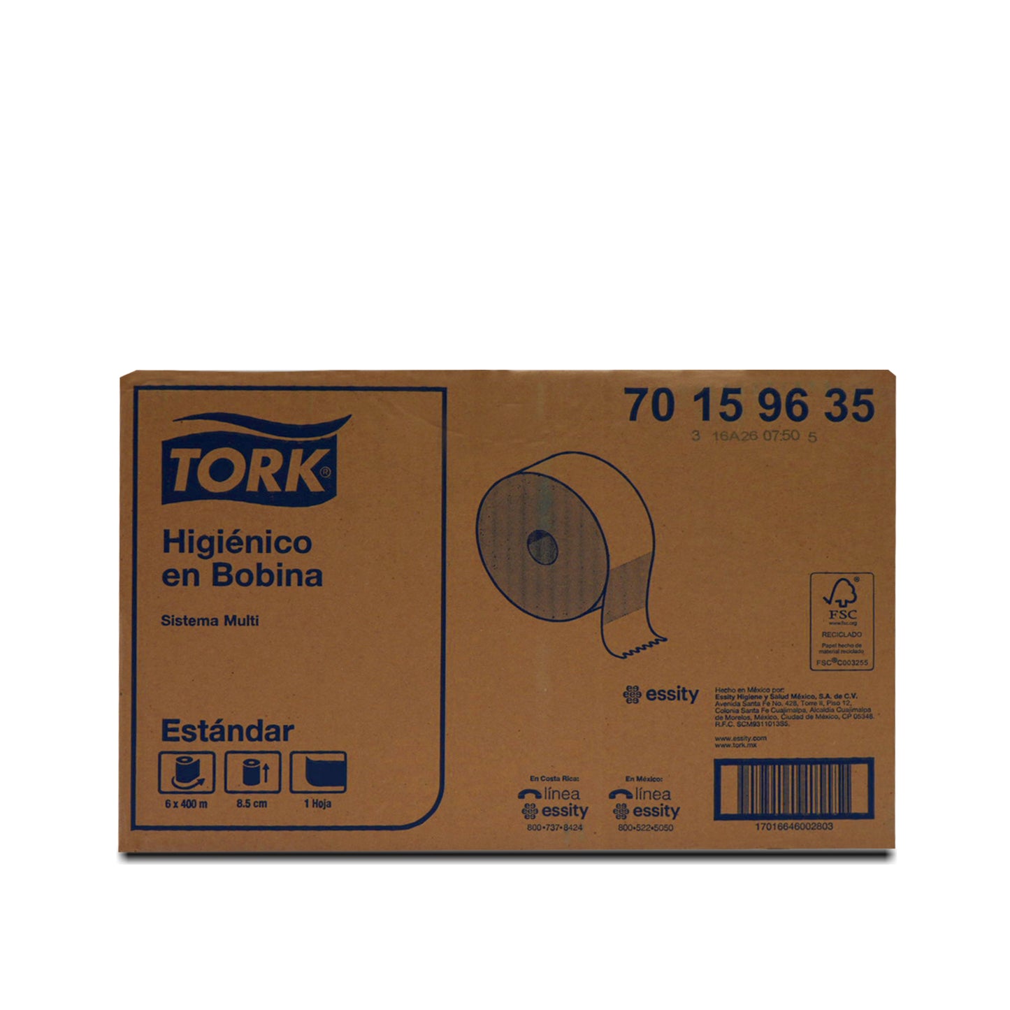 Higienico Tork Jumbo Roll 400 mts hoja simple blanco 6/1