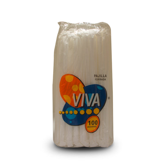 Pajilla con Forro marca Viva, 100 Unidades