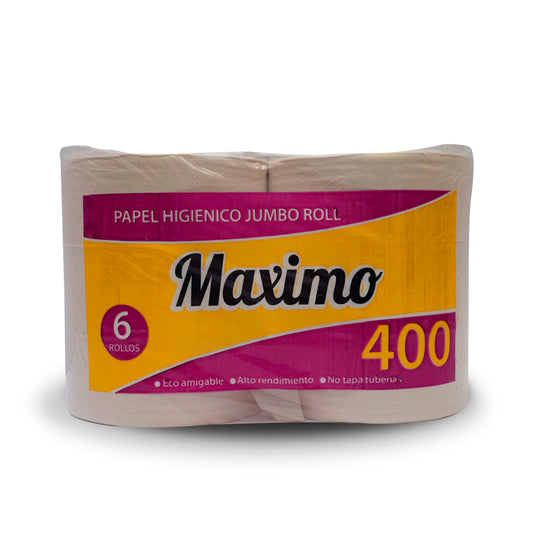Papel Higiénico Marca Maximo 400,(6 rollos)