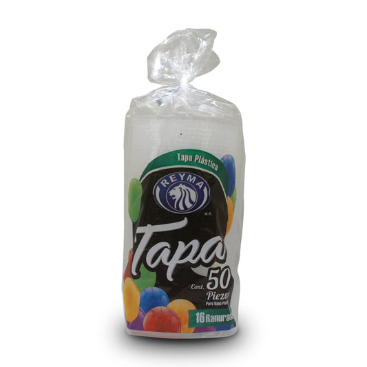 Tapa Transparente P/V 16 Onzas Pajilla 50 Unidades