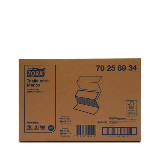 Toallas Tork para manos interdobladas blancas doble hoja 10x200