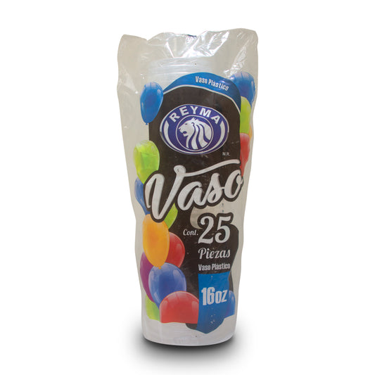 Vaso Transparente 16 Onzas marca Reyma, 25 Unidades