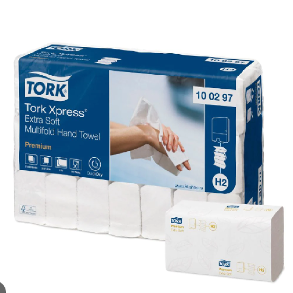 Toallas Tork Interdobladas Premium blancas para manos hoja doble 21x100
